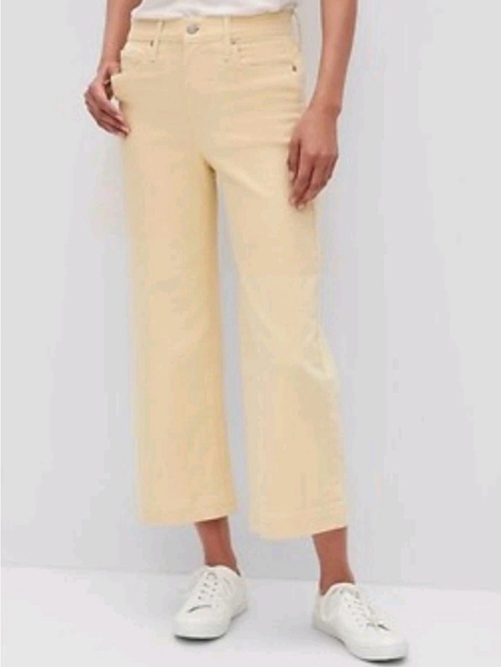 Banana Republic High Rise Wide Leg Crop Jeans Stretch Pale Citrus 27/4 Petite